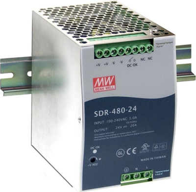 Furnizues energjie DIN Rail Mean Well SDR-480-24, 480W, 24V 20A, metal
