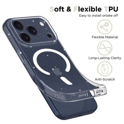 Mbrojtse telefoni Tech-Protect FlexAir MagSafe, për iPhone 17 Pro, TPU, transparente me shkëlqim