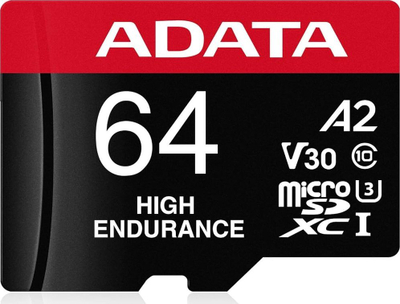 Kartë memorje ADATA High Endurance microSDXC, 64GB, Class 10 UHS-I U3 A2 V30
