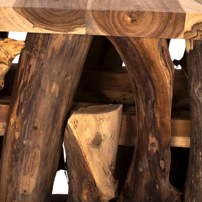 Konzolë teak natyral 100×35×75 cm (FB99336)