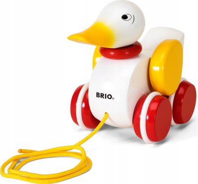Lodër tërheqëse druri BRIO Pull-along Duck, 12m+, e bardhë