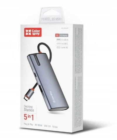Docking station Colorway CW HUB01, 5 porta, USB C, gri