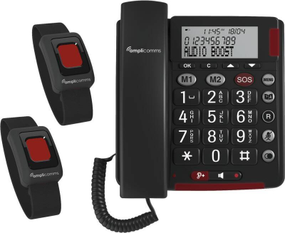 Telefon fiks Amplicomms BigTel 50 Alarm Plus Duo, analog, gri e errët