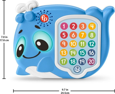 Lodër edukative Fisher Price Linkimals Whale, interaktive, 20 butona, blu