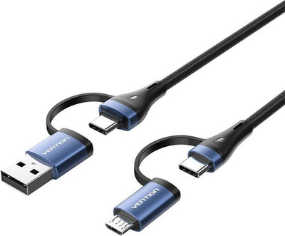 Kabllo USB Vention CTLLH, 4 në 1, 1m, 100W, e zezë