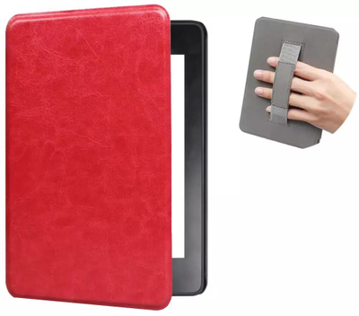 Кожен капак за Kindle Paperwhite 6 Colorsoft Signature Edition, со рачка за на дланка, црвен