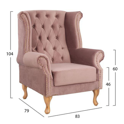 Karrige Polina velur dusty pink 83×75×107 cm (FB90053.05), rozë