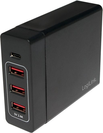 Karikues muri LogiLink PA0122, 4x USB A 1x USB C, 2.4A, i bardhë