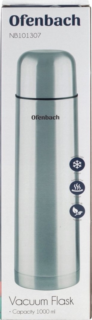 Termos Ofenbach 1.0L, çelik inox, izolim me vakum, argjendtë