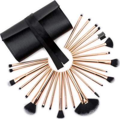 Set furçash grimi Rio Beauty Lush, 24 copë, doreza rose gold, etui e zezë
