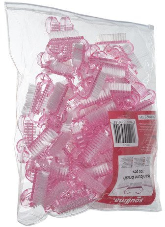 Set furçash manikyr Soulima 25731, 100 copë, dorezë rozë, qime të bardha