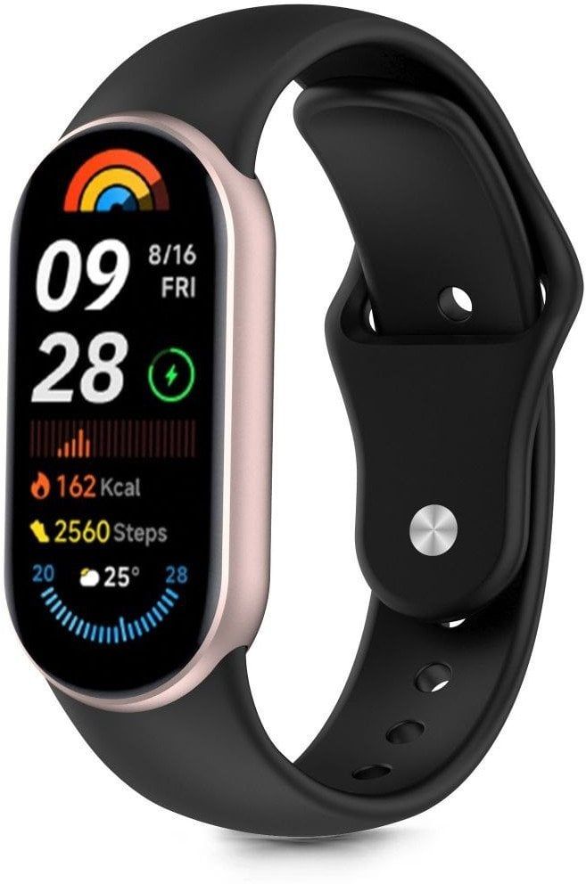 Rrip dore Tech-Protect Iconband Pure për Xiaomi Smart Band 8 9 10 NFC, silikon, i zi