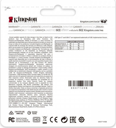 USB C Kingston DT70, 256GB, e zezë