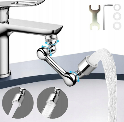 Zgjatues rubineti ROTARY Faucet Extension Aerator XL1063, rrotullim 1080°, trup metal, ngjyrë argjendi