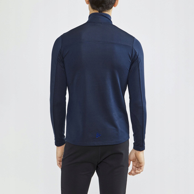 Bluzë sportive për burra Craft Core Gain Midlayer, me gjysmë zinxhir, prej poliestëri të ricikluar, blu e errët