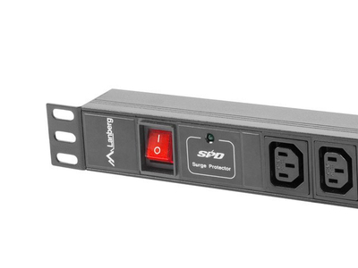 PDU për rack 19" 1U, 8 porta IEC C13, 16A, hyrje C20, i zi