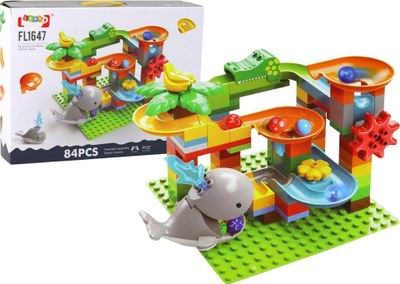 Set blloqesh ndërtimi LEAN Toys FL1647 Whale Slide, 84 copa, shumëngjyrësh