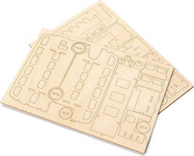Puzzle druri 3D Nice Idea, model autobuz me dy kate, ngjyrë druri natyrale