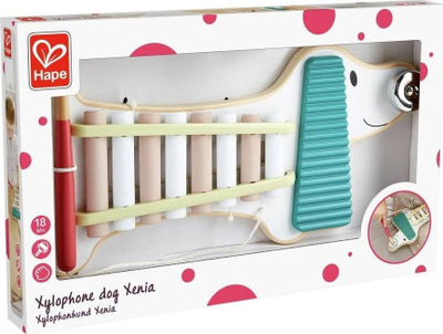 Lodër muzikore Hape Xylophone Dog, vegël druri, për kalamaj, me shumë ngjyra