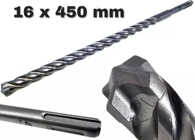 Stërvitëse betoni Awtools Quadro Xtreme Black Line, SDS Plus, 16 x 450mm, gri
