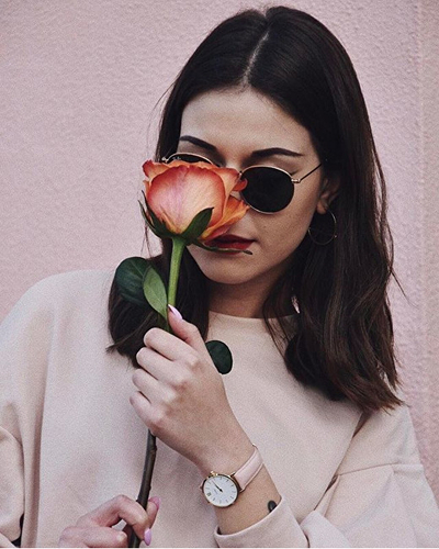 Orë dore Cluse Minuit Rose Gold White/Pink CL30001