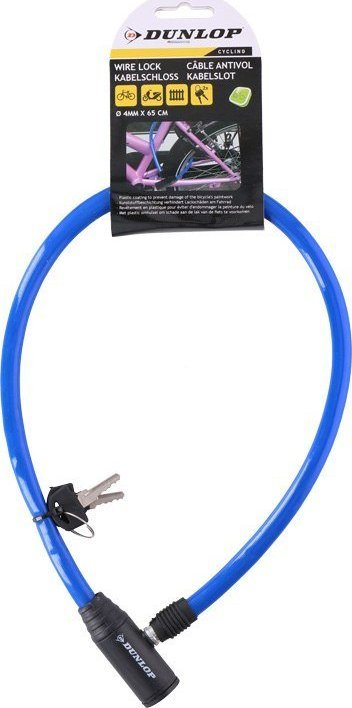 Kyç kabllo biçiklete Dunlop, 65cm, cilindër automatik, blu