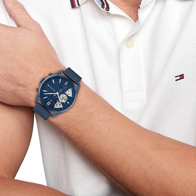 Orë dore për meshkuj Tommy Hilfiger Baker 1710646, e kaltër