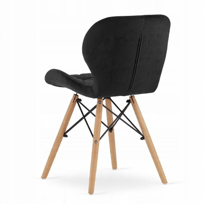 Set karrigesh Lago Velvet Chair, 4 copë, material velvet, e zezë