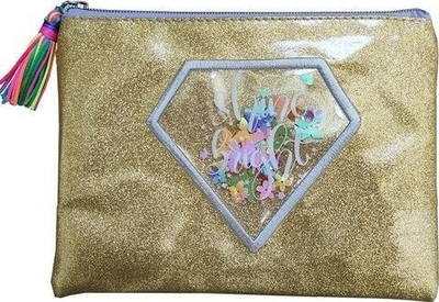 Qese portofol Gold Diamond, me zinxhir, dizajn në formë diamanti, ngjyrë ari