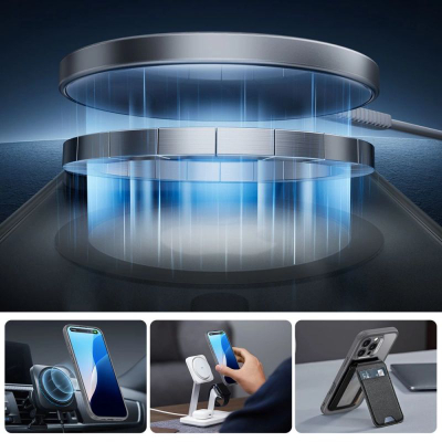 Kllaf telefoni ESR Classic për iPhone 16 Pro Max, MagSafe, set 4 në 1, mat gjysmë transparent gri
