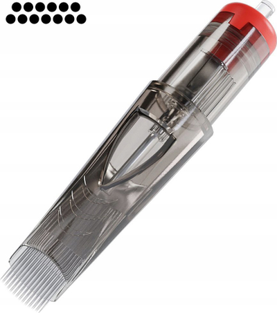 Cartridge tatuazh El Cartel 0.30 13 Soft Edge M, 13 gjilpëra, trup transparent