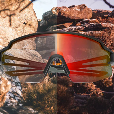 Syze çiklizmi Rockbros, lente fotokromike UV400, insert optik, kornizë e zezë me lente portokalli