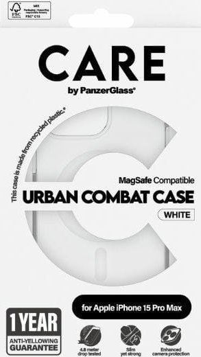 Футрола за телефон Urban Combat за iPhone 15 Pro Max, со MagSafe, заштита од удари, проѕирна
