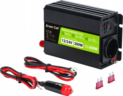 Inverter veture Green Cell Power Inverter DUO, 12V/24V në 230V, 300W 600W, i zi