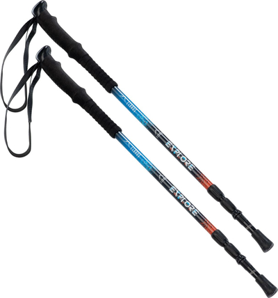 Shkopinj trekking ELBRUS Pokara, alumini 7075, 62-135 cm, blu portokalli