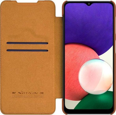 Mbulesë telefoni Nillkin Qin Book për Samsung Galaxy A22 4G, lëkurë, kafe