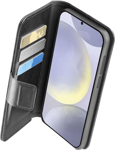 Футрола за телефон Cellularline Book Agenda за Galaxy AI S25, со капак, црна