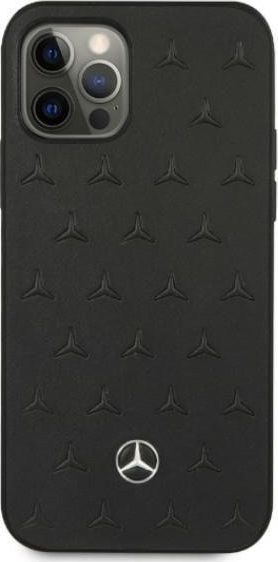 Futrollë Mercedes-Benz Leather Stars Backcase për iPhone 12 Pro Max, lëkurë, e zezë
