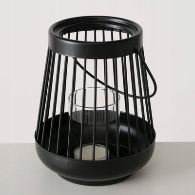 Mbajtëse qiriu Boltze Home Ciao, 16 x 16 cm, metal edhe xham, e zezë