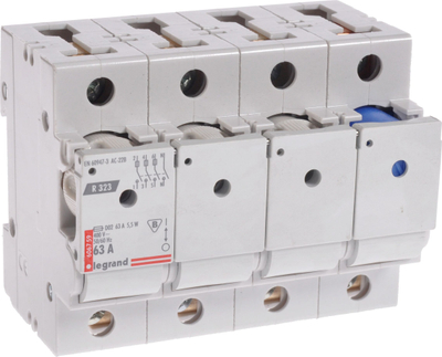 Ndërprerës siguricash Legrand R323, 3P+N, 63A D02, gri