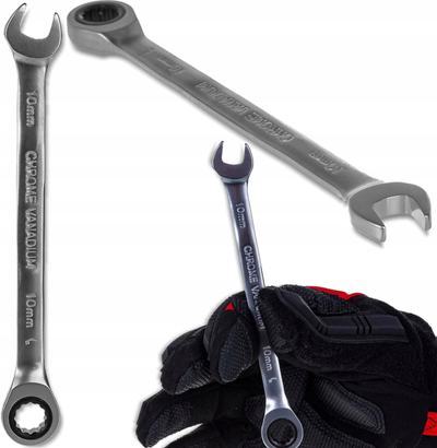 Çelës kombinues me reçe Rockforce, 10mm, çelik, argjendtë