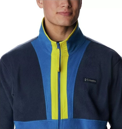 Jakne fleece për burra Columbia Back Bowl Full Zip, mbyllje me zinxhir, xhepa me zinxhir, blu