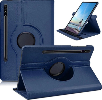 Etui rrotulluese për tablet Samsung Galaxy Tab S7 FE T736 T730, lëkurë ekologjike, me mbajtëse, blu