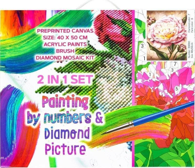 Set pikture Panta Plast 2 në 1, diamond mosaic, kanavacë 40x50 cm, shumëngjyrësh