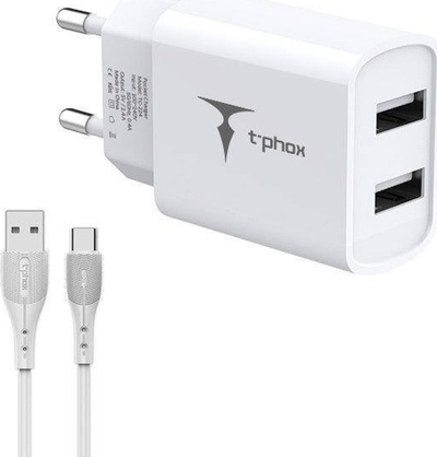 Karikues muri T-Phox Pocket Series TCC-224, 2xUSB, 12W, i bardhë