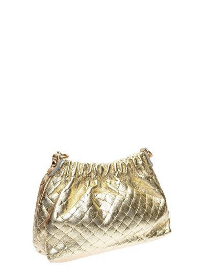 Çantë dore Anna Luchini Gold Leather, lëkurë natyrale, e artë