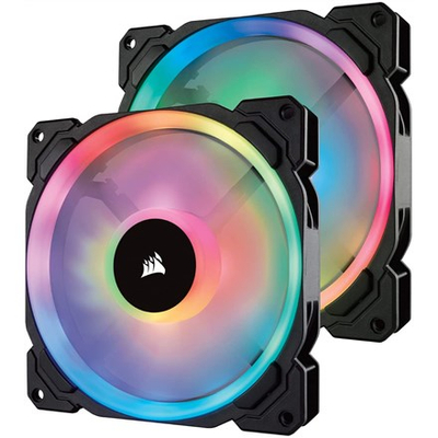 Кулер вентилатори за куќиште Corsair LL Series RGB, 140mm PWM, сет со 2 парчиња, црни