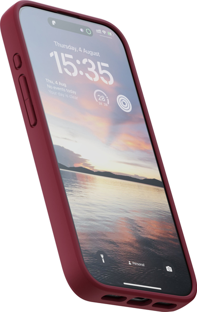 Mbulesë Njord Suede MagSafe për iPhone 15 Pro, lëkurë suede, e kuqe