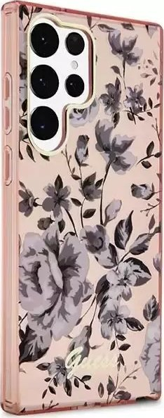 Mbrojtëse telefoni Guess Flower për Samsung Galaxy S23 Ultra, TPU, rozë me lule