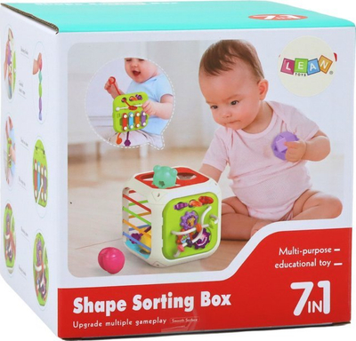 Lodër edukative kube 7në1, sorter formash, aktivitete sensoriale, shumëngjyrëshe
